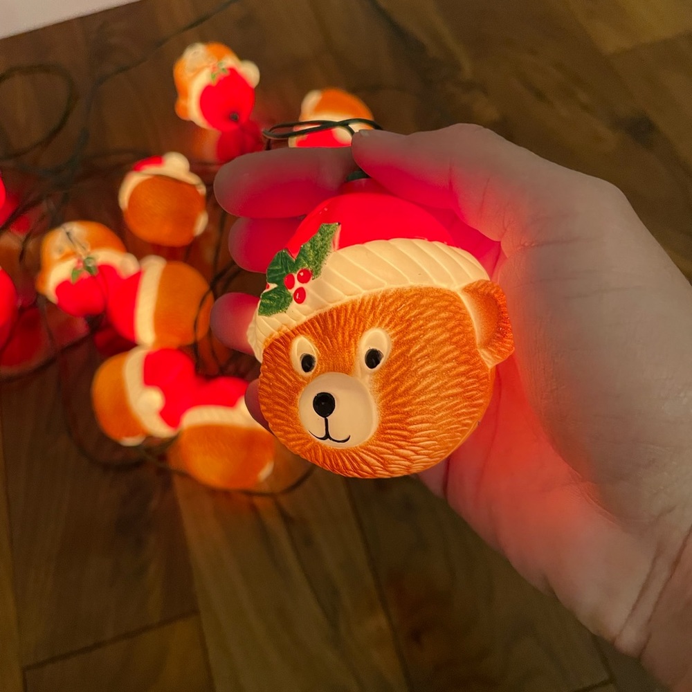 Vintage santa bear Christmas lights all working